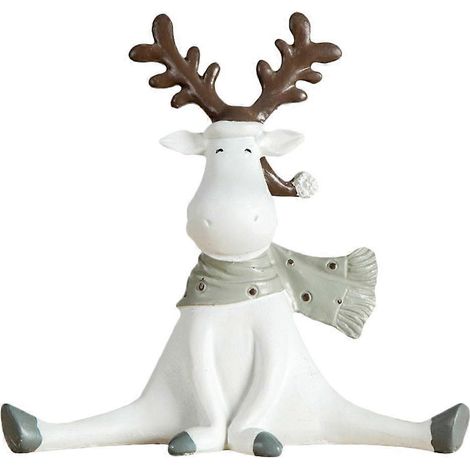 Décoration de bureau en résine représentant un cerf (1 pièce) - Décor de bureau en forme de cerf-15x14cm-White (1/3)
