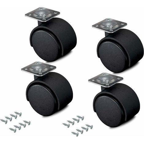 4 Roulettes pour meubles 40 mm - Roulettes pivotantes pour meubles d'intérieur - Roues à faible résistance au roulement, (1/5)