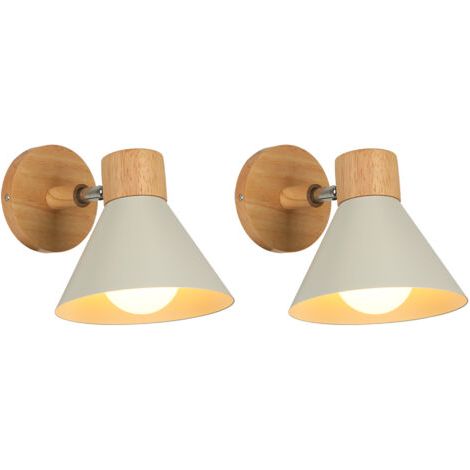 royaluxe- (2X) Applique Murale Interieure Rétro Lampe Murale Métal E27 Applique Murale Vintage Pour Salon Chambre Salle De Bain (Blanc) (1/5)