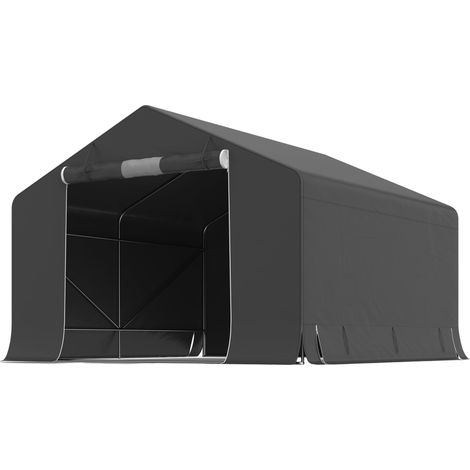 GagaAbri de jardin tente de stockage imperméable abri moto porte enroulable fermeture éclair, 300 x 300 x 210 cm, gris foncé (1/5)