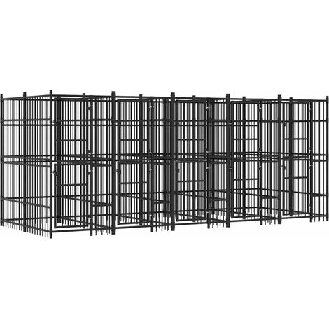 Chenil d'extérieur pour chiens Parc enclos pour animaux - Acier 9,22 m² BV614337 - BonneVie (1/5)