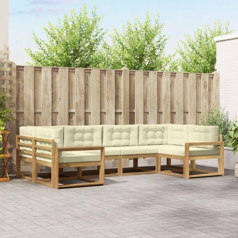 vidaXL Outdoor-Sofagarnitur mit Kissen 6 pcs Weiß und Creme (1/5)