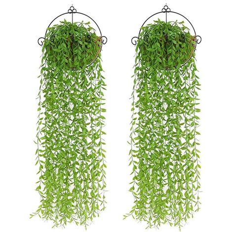 pezzi di piante artificiali pendenti, piante artificiali da 95 cm con foglie di edera e salice, piante in plastica, decorazione di piante rampicanti pendenti per giardino nuziale -A (1/5)