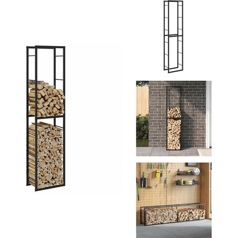 Portant de bois de chauffage noir 50x30x209 cm acier - Support De Bois De Chauffage - Supports De Bois De Chauffage - Porte-bûches - Rangement De Bois De Chauffage (1/5)