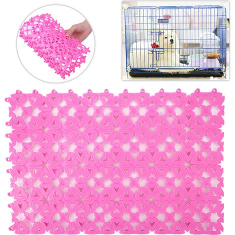 Tapis pour chien et chat en plastique ajouré et antidérapant pour cage ou sol de salle de bain (rose) (1/5)