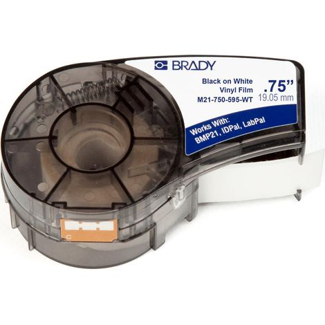 Ruban adhésif vinyle noir sur blanc Brady, référence M21-750-595-WT