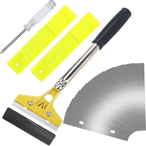 Dissolvant de Papier Peint avec 20 Lames, avec Poignée en Caoutchouc Antidérapant, Longueur 30 cm, peut être Utilisé Efficacement Comme Dissolvant d'Autocollants, Papier Peint, Peinture (1/5)