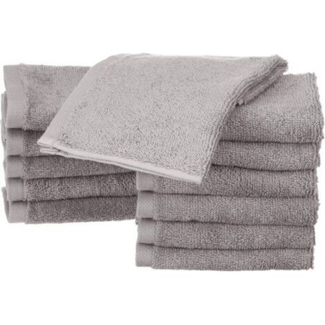 Lot de 12 petites serviettes en coton, Gris (1/4)