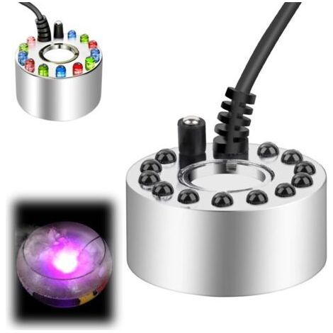 Brumisateur à Ultrasons Mini en Métal - 12 LED Colorées - Humidificateur d’Air pour Fontaine, Étang et Décoration Brouillard (1/5)