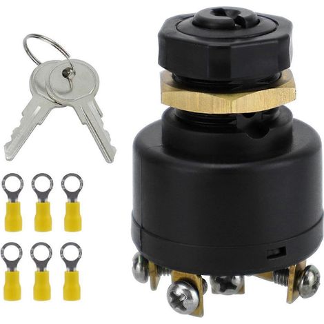 Interruptores de encendido y arranque del motor, 2 llaves, 12 V, 3 posiciones, 6 terminales de conexión para automóviles, motocicletas y tractores. (1/5)