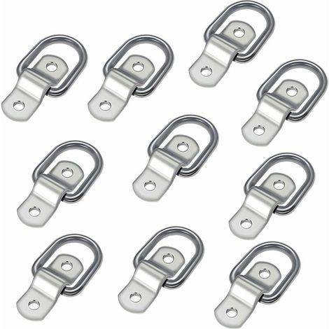 Tie Down Rings, 10pcs Galvanized Iron Ring Mounting D Ring Tie Down Strap, Heavy Duty Trailer Anchor Forged Tie Down Rings for Truck Trailer (1/5)