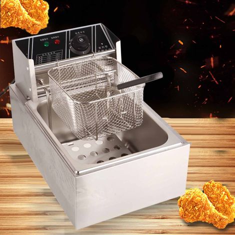 Friteuse électrique en acier inoxydable pour frites et chips, à usage commercial, 2500 W (prise australienne 220 V)