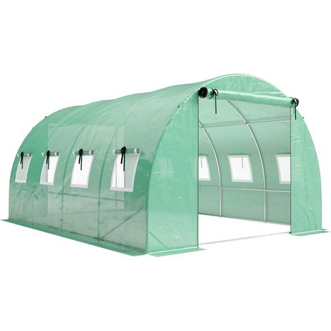 Invernadero de 4x3x2 m con cubierta de PE, puertas enrollables y ventanas de malla (1/5)