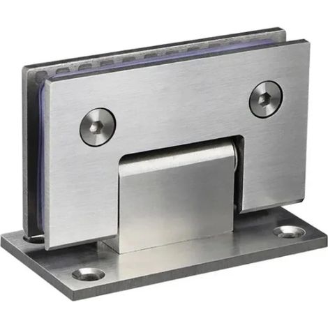 Charnières en acier inoxydable argentées à 90 degrés pour verre, support de porte de douche robuste, fixation murale/verre sur verre (fixation murale/verre sur verre) (1/5)