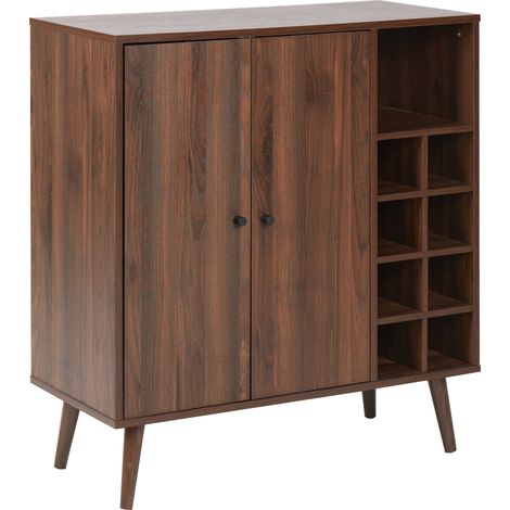 Aparador 2 puertas con estante botellero estilo boho madera oscura Tullamore