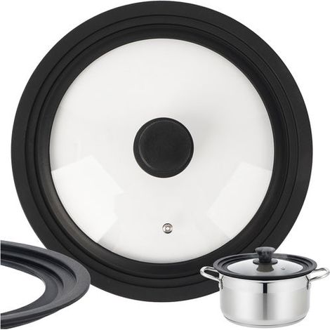 Coperchio universale in vetro 3 in 1 con bordo in silicone 242628 cm