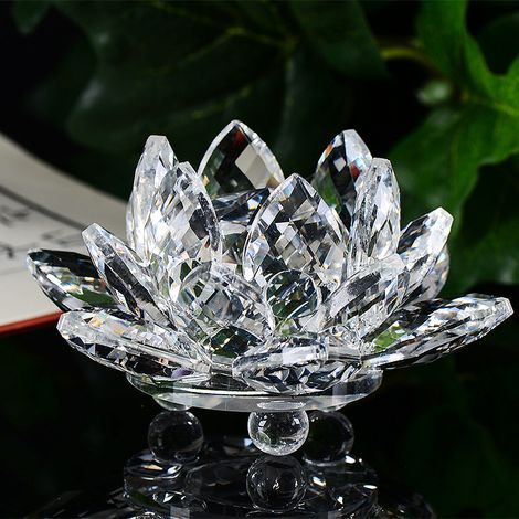 Petit bougeoir en cristal K9 artificiel - Lotus en cristal brillant - Décoration de la maison - Décoration Feng Shui ,20mm(Transparent)