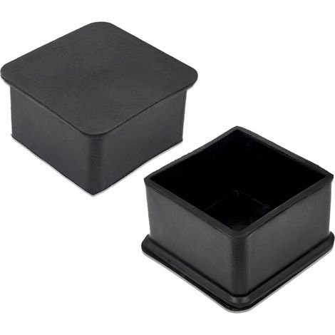 Protège-pieds de chaise carrés en caoutchouc robuste – Lot de 2, 50 x 50 mm, noir, anti-rayure (1/5)