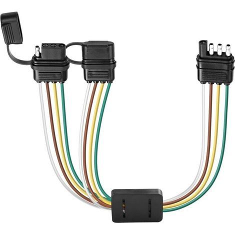 Adaptateur Y 4 broches mâle double femelle pour remorque avec capuchon anti-poussière (1/4)