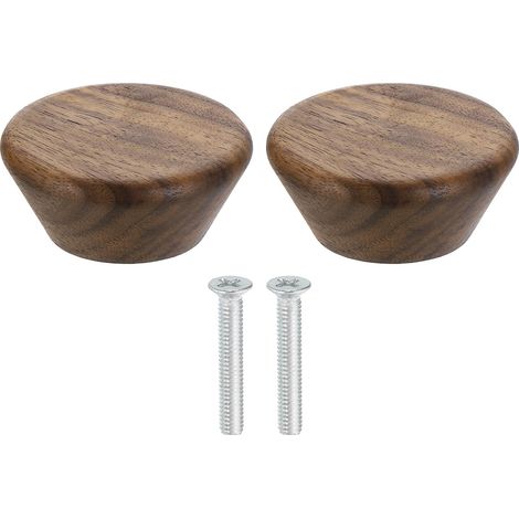 2Pcs Poignée De Tiroir Ronde 1 3/4" De Diamètre Tête Plate Noyer (1/5)