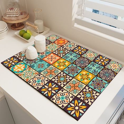 Set of 2 dish drying mats, 40 x 60 cm, quick-drying sink mats, dish drying mats, kitchen tea towels
