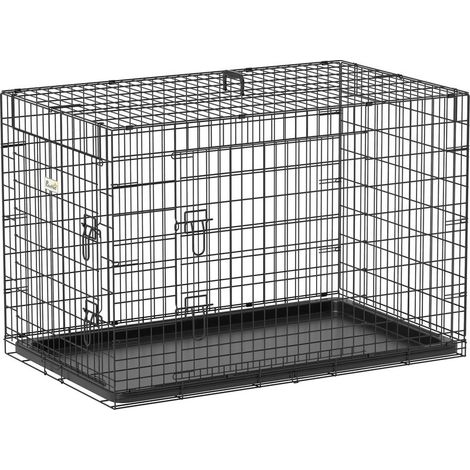 Faltbarer Hundetransportkäfig aus Metall, schwarz, 92 x 57 x 62,5 cm (1/5)