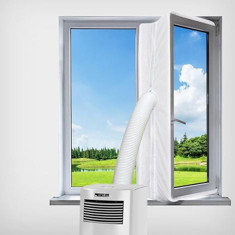 400CM kit calfeutrage climatiseur pour fenêtres pour climatiseur Mobile et Sèche-Linge, Joint de fenetre avec zippé pour évacuation Toutes Les Unités de Climatisation Mobiles,Installation Facile (1/5)