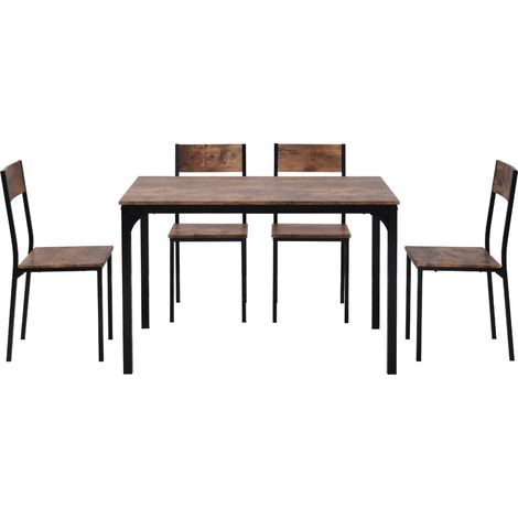 Essgruppe Esstisch mit 4 Stühlen Sitzgruppe für Esszimmer Balkon, Vintagebraun - PANGIVO (1/5)