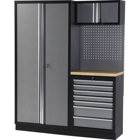 Conjunto de taller modular de 2 módulos con superficie de madera ALYCO