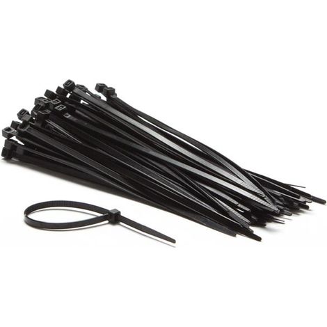 Perel Kabelbinder Nylon schwarz, 100 Stück, 200 x 4,6 mm, UV-beständig, selbstverriegelnd, 23 kg Zugkraft, für schwere Anwendungen drinnen und draußen
