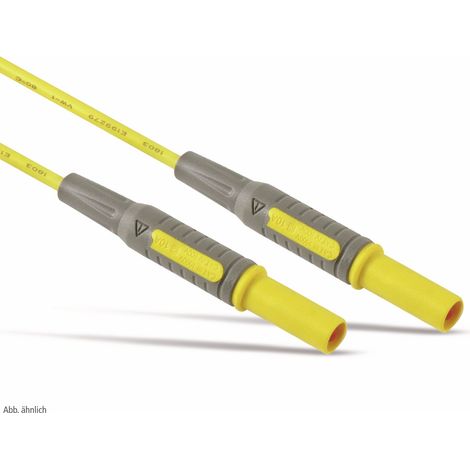 Messleitung, 2x Sicherheitsstecker, 4mm, 18AWG, gelb, 1m, Multimeter Messleitung, Messleitung für Multimeter, Multimeter Kabel, Messspitzen für Multimeter