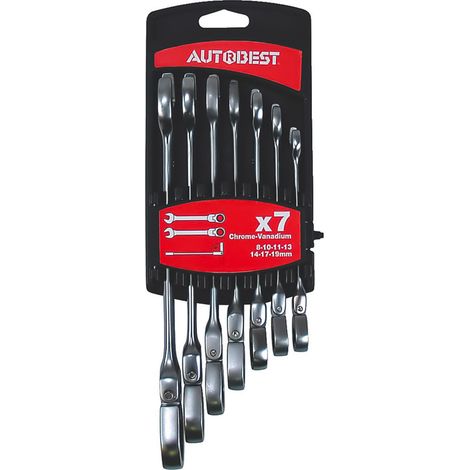 Clés mixtes à cliquet, chrome vanadium satinées X 7 - AUTOBEST (1/5)