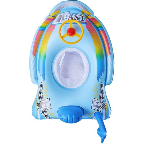 1 Bouée gonflable fusée,volant avec klaxon,siège de sécurité,PVC,piscine plage parc aquatique,enfant 1-5 ans (1/5)