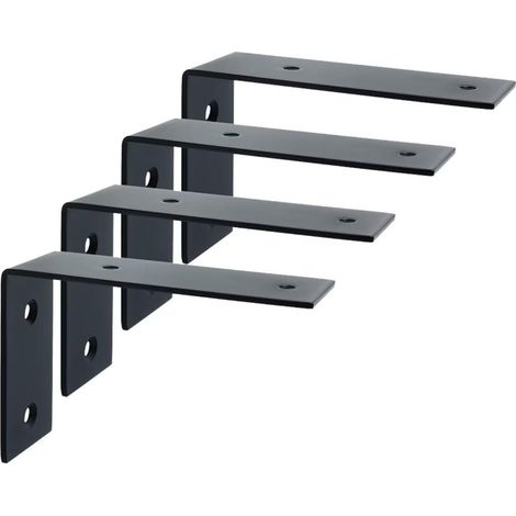 Black Shelf Brackets 4PCS   Widen L Shape, Stainless Steel 90° Right Angle Support for Wood, 1258545mm (1/5)