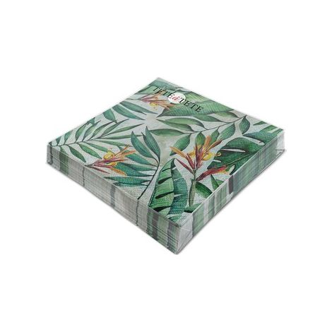 Tovaglioli con foglie tropicali per compleanno, 33x33 cm, 20 pezzi.