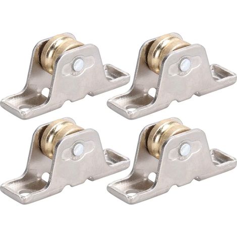 4 roulettes métalliques pour tringle à rideaux, rails de porte et de douche, diamètre 5 cm, hauteur 2,3 cm, largeur 1,6 cm (1/5)