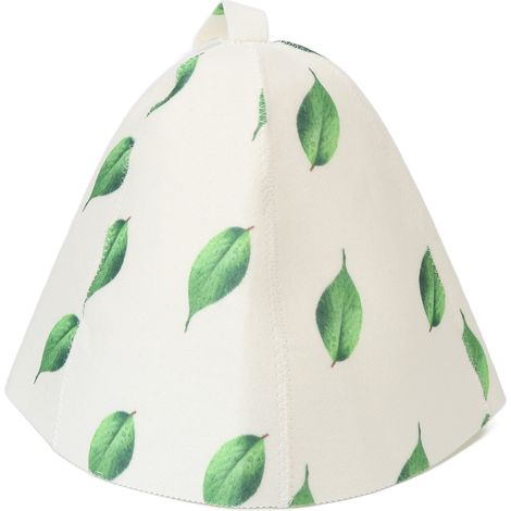 Chapeau de sauna universel, élégant et mignon, imprimé de feuilles vertes, absorbant l'eau, en feutre protecteur pour le bain et le sauna Khan (1/5)