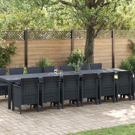 Garten Essgruppe 15 pcs Anthrazit Polt Rattan vidaXL (1/5)