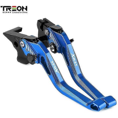 Leviers de frein et d'embrayage en aluminium CNC (bleu et noir) pour motos Yamaha Xmax 125, 250, 300 et 400 (Xmax250, Xmax300, Xmax400). (1/5)