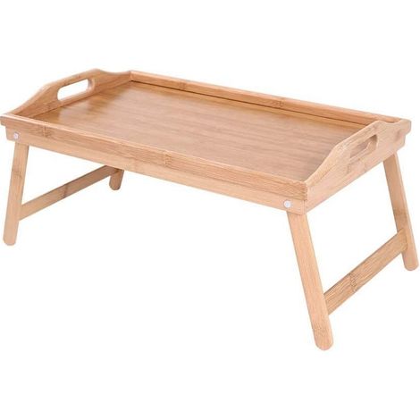 Vassoio da letto in legno di bambù da 50x30x21 cm - Tavolino porta colazione pieghevole da divano e letto (1/5)