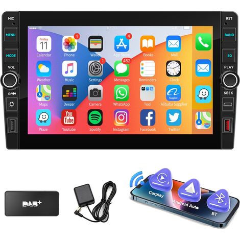 Autoradio 9" Carplay 2 DIN Android 15 32/64G avec écran tactile GPS NAVI RDS FM Bluetooth Wifi - 2+64G DAB+ (1/5)