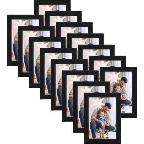 15er HORLIMER Bilderrahmen Set 10x15 cm Schwarz Holzmaserung Collage (1/5)
