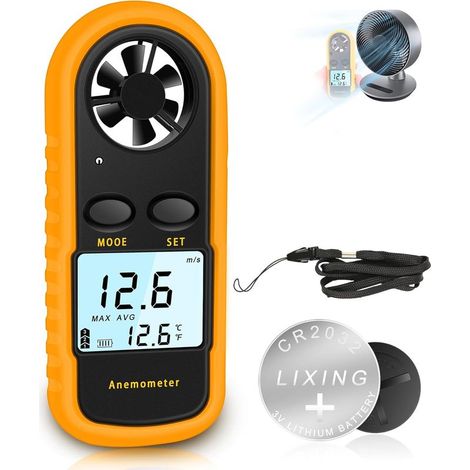 Anemometre Portable Anémomètre Numérique Haute Précision (±5%) avec Rétro-éclairage LCD, Anémomètre Portatif pour Extérieur, HAVC, Drones (1/5)