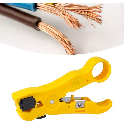 Pince à dénuder pour câble coaxial, boîtier ABS, lame SK5 incisive, portable, jaune (1/5)