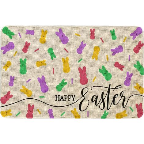1 Tapis de sol, motif lapin de Pâques, fleurs, intérieur et extérieur, entrée, couloir (1/5)