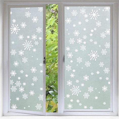Sichtschutzfolie, Milchglasfolie, UV-beständiger Fensteraufkleber, 45 cm x 200 cm (Schneeflocke) (1/5)