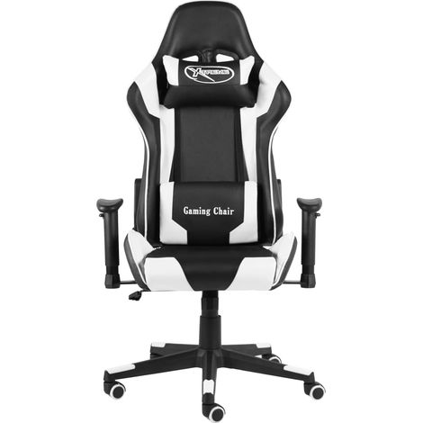 Fauteuil de bureau chaise gaming sur roulettes siège pivotant en PVC blanc DEC026029