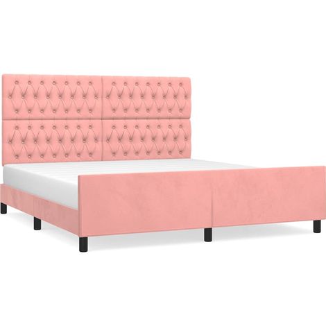 Maison Exclusive - Giroletto con Testiera Rosa 180x200 cm in Velluto (1/5)