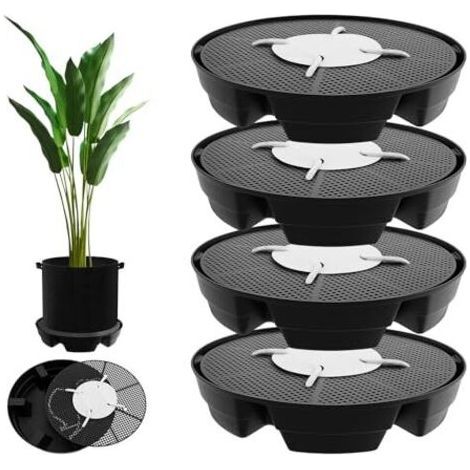 Lot de 4 dessous de pot en tissu auto-arrosant, dessous de pot de fleurs auto-arrosant, pieds pour pots de fleurs extérieur, pot de fleurs auto-arrosant, pot auto-arrosant (1/5)