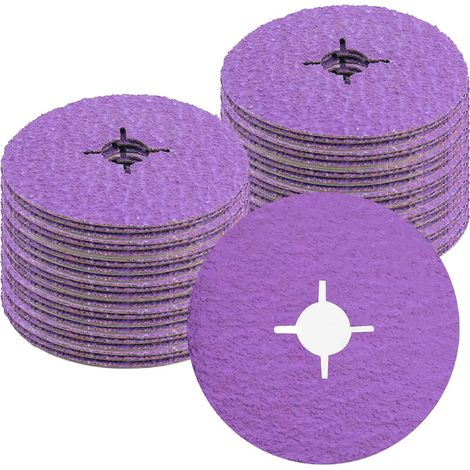 Lot de 25 disques abrasifs en fibre de céramique et résine de 125 mm, grain 36, disques de ponçage et de meulage haute performance pour meuleuse d'angle, (1/4)